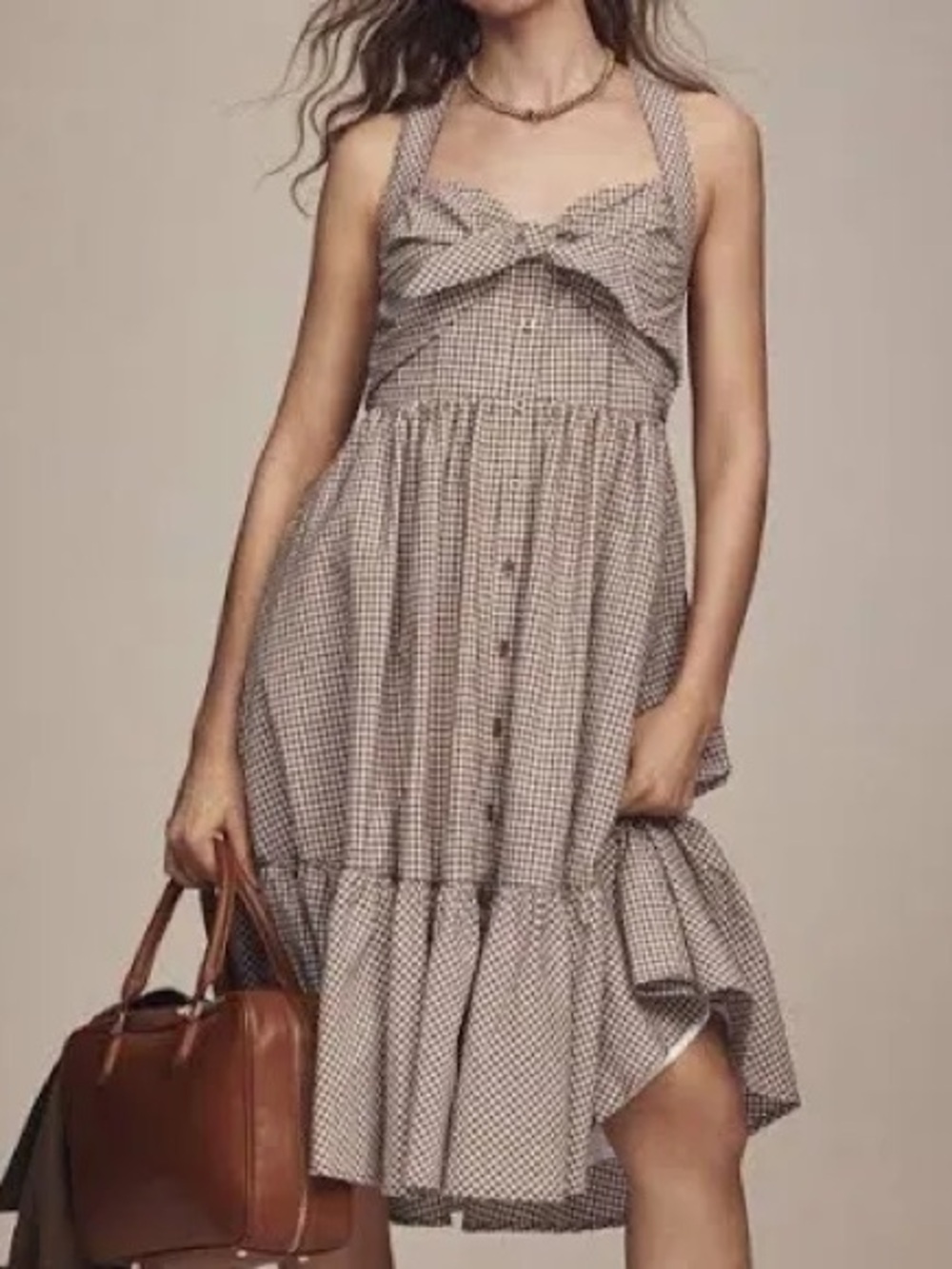 Anthropologie Maeve Gingham Midi Dress- Size XL- NWT